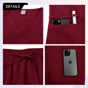 Unisex Scrub Set Moisture Wicking Knitted Split Uniforms For Medical Dental Use - Product Image 2