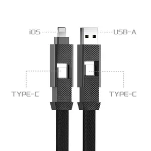 Chaveiro magnético 4 em 1 cabo de transferência de dados de carregamento rápido USB tipo C de 4 em 1 cabo ODM OEM multifuncional PD60W 27W