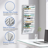 Organizador de Archivos de Oficina de Metal con 10 Bolsillos, para Montar en la Pared, con Soporte para Carpetas Colgantes, Recubrimiento en Polvo, Color Personalizable