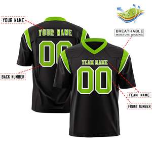 Camiseta de Fútbol Americano Personalizada en Dos Tonos con Corte en el Hombro, Color Negro Neón Verde - Product Image 2