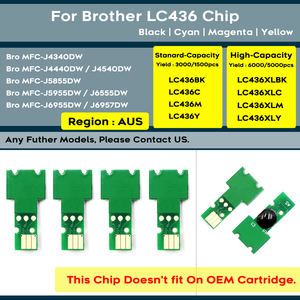 Chip Compatible con Cartuchos AU NZ LC436 LC436XL para Impresoras Brother MFC-J4340DW J4440 J4540 J5855 J5955DW J6555DW <span class=keywords><strong>J6955DW</strong></span> J6957DW - Product Image 1