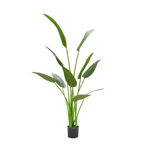 Artificial Bird of Paradise Plants Tropical Palm Tree with 8 Trunks in Pot Adjustment-Free Branches Artificial Tree