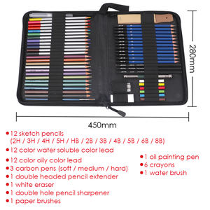 Ensemble de crayons de couleur professionnels Foska 54 pièces, crayons de couleur aquarelle métalliques, dans un étui en nylon, ensemble de crayons de peinture pour artiste, dessin - Product Image 2