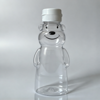 Bouteille compressible transparente en PET de 180 ml et 360 ml en forme d'ours avec bouchon à vis, jetable, pour boissons, jus, gelée, miel, emballage