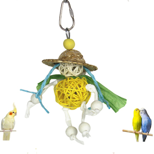 Venta caliente suministros para pájaros loro sombrero de paja pequeño hombre de paja Takraw masticar jaula de pájaros juguete para <span class=keywords><strong>palomas</strong></span> otros aviares - Product Image 2