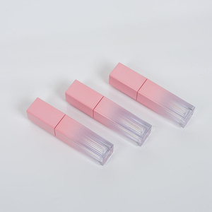 50pcs <b>Custom</b> logo Printing Square 5ml UV Gradient pink Glossy Black Cosmetic Lip Gloss Liquid <b>Lipstick</b> Lip Stain Tube Packaging - Product Image 3