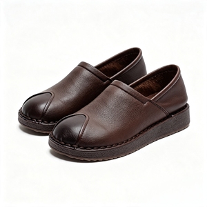 Mocassins plats pour femmes à enfiler, en cuir véritable, bout contrastant, cousus main, <span class=keywords><strong>semelle</strong></span> <span class=keywords><strong>épaisse</strong></span> antidérapante, chaussures décontractées pour la marche et le bureau - Product Image 2
