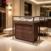 Vitrine de présentation de bijoux en bois, multifonctionnelle, design antique, pour montres et produits, avec présentoir en verre