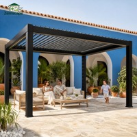Pergola motorisée haut de gamme en aluminium avec toit à lames orientables, télécommande, imperméable, pour extérieur, villa, patio, bord de piscine