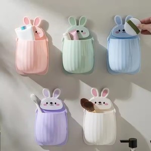 Cute Rabbit Storage Rack No Punching Marking Required Makeup <b>Brush</b> Storage Box Bathroom Wall Mounted Toothbrush Holder - Product Image 1