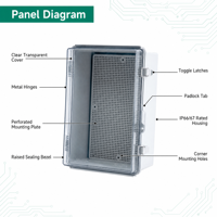 Boîtier d'interrupteur industriel X2 300*200*170 en plastique ABS, étanche IP67, anti-poussière, avec charnière et boucle, certifié IEC, pratique