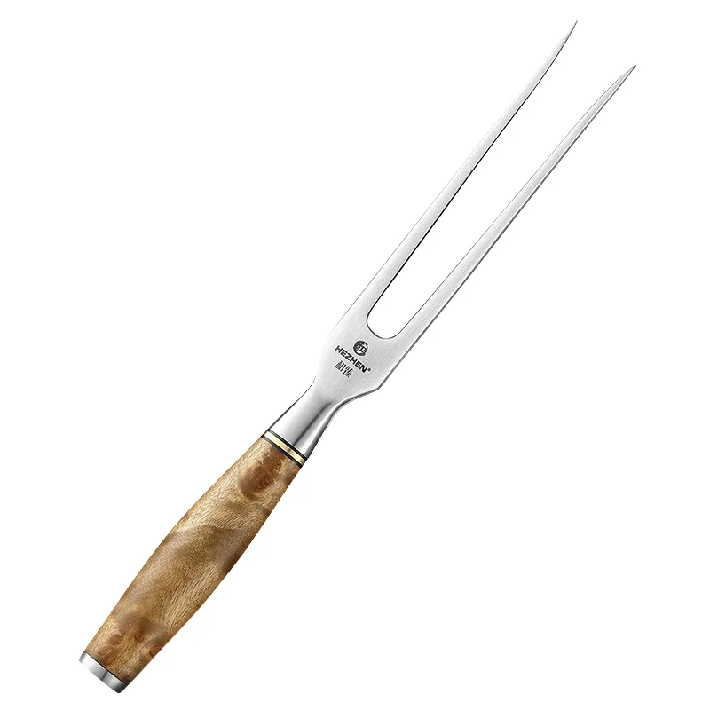 Premium Stainless Steel 430 6 Inch Wooden Handle BBQ Serving Cooking Grilling Roasting Meat Fork