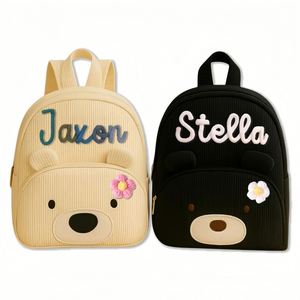 Sac à dos en velours côtelé avec nom tissé en corde de coton, sac à bandoulière mignon en forme d'animal pour garçons et filles, cadeaux de rentrée scolaire - Product Image 1