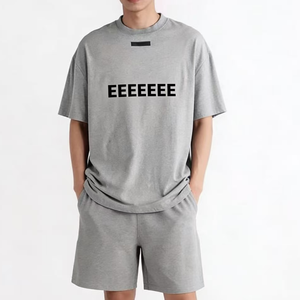 Conjunto Deportivo <span class=keywords><strong>Fere</strong></span> de Ropa Deportiva Urbana Personalizada de Algodón, Conjunto Deportivo para Gimnasio y Pantalones Cortos de 2 Piezas, Camiseta para Hombre - Product Image 4