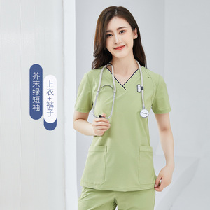 Pantaloni a gamba dritta Fashional antirughe <span class=keywords><strong>Spa</strong></span> uniforme scollo a V Slim Fit set Cargo <span class=keywords><strong>Petti</strong></span> - Product Image 4