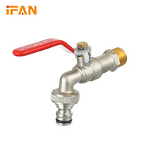 IFAN Outdoor Alle Größen Messing Bibcock Tap 1/2 "-1'' Messing Rohr verschraubungen Sanitär Garten Wasserhahn Langlebiger Messing Bibcock