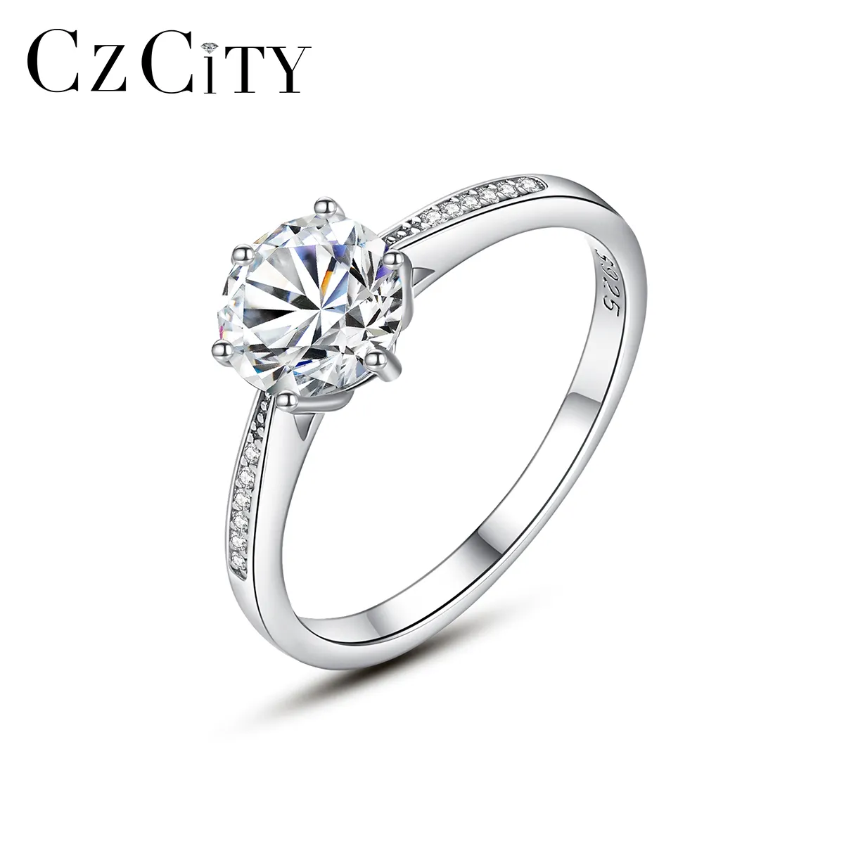 CZCITY — bague de fiançailles ultralégère en argent Sterling 925 pour femme, accessoire de mode Unique, bijoux