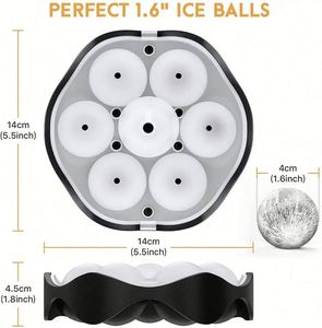 Molde de Silicona para Cubitos de Hielo, Redondo, de 7 Cavidades, Transparente, Libre de BPA, Personalizable con Logotipo, Venta al Por Mayor, Calidad Profesional - Product Image 3