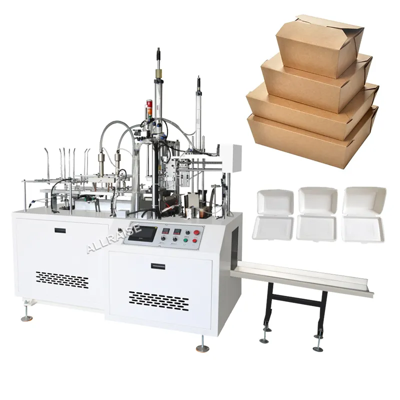 Máquina de molde para caixas de hambúrguer de papel revestido de Pe descartável, máquina para fazer bolos e pizza de papel Kraft, almoço, fast food, papelão