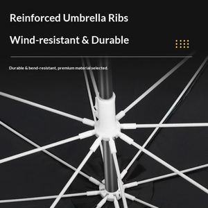 Parapluie de pêche individuel d'extérieur avec baleines en fibre de verre, poignée métallique, conception pliable en quatre sections, protection solaire et pluie, revêtement noir - Product Image 4