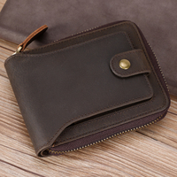 Dompet Kartu Lipat Pendek Pria Kulit Asli Berkualitas Tinggi Desain Vintage Laris Manis Anti RFID