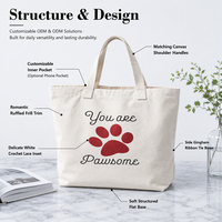 Sac fourre-tout en toile naturelle personnalisé avec logo, poignée longue et impression de lettres pour lancement de marque, vente en gros OEM en usine