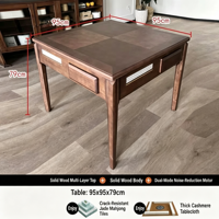 Table de Mahjong Automatique en Bois Massif, Nouveau Style Chinois, Double Usage (Repas et Mahjong), Silencieuse, avec Bras de Machine Automatique, Prise Modifiable