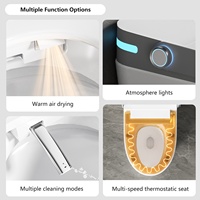 Inodoro Inteligente de Cerámica Moderno con Descarga por Sifón, Bidé con Apertura Automática, Control Remoto, Asiento con Calefacción y Garantía de 5 Años