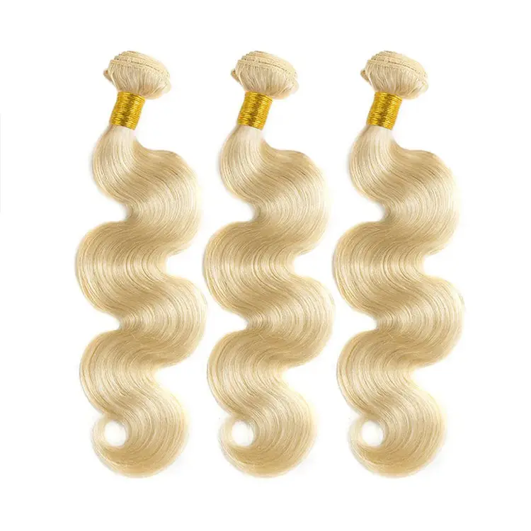 Drop Shipping Free Sample Body Wave Virgin Hair Bundle Deals Honey Blonde 613 Cuticle Aligned Hair Bundles With Lace Closures