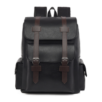 Sac à dos unisexe 13 pouces style coréen simple 2025 en cuir PU, fermeture éclair, écologique, classique, résistant à l'eau, pour ordinateur portable et voyage en avion