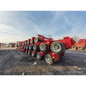 China's Hot Heavy 100 Tons Gooseneck 5-axis Low Bed Semi-trailer With Extension