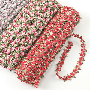 Adorno de encaje de flores de ganchillo de buena calidad, bordado de borde decorado con flores coloridas, tul sostenible y tela de malla para ropa - Product Image 4