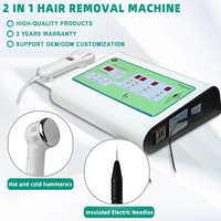 Máquina de Depilación Portátil 2 en 1 con Electrolysis, Eliminación de Vello Permanente, Rápida y sin Dolor, con Agujas Doradas, Certificación CE y ROHS, para Mujeres