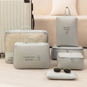 Hot Sale Custom Convenient 6 Pieces Travel Luggage Organizers With Laundry Shoe Bag for Carry on <b>Suitcase</b> - Product Image 1