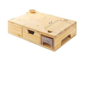 Planche à découper multifonctionnelle en bois avec tiroirs de rangement et râpe pour la cuisine - Product Image 5