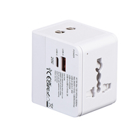 Adaptador de Viaje Foxcan OEM ODM de 20W, Plástico ABS, USB Tipo-C 1 Puerto, 2 USB A, 6A, 5V 2.4A, para Enchufes de Reino Unido/EE. UU./Australia/UE, para Uso en Viajes