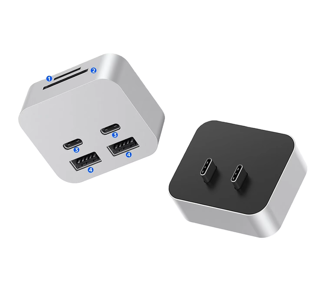Tuti Mac Mini M4 HUB SD TF Card Reader Docking Station USB3.2 10Gbps Adapter Type-C Hub for Macmini M4