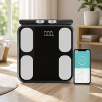 Timbangan Lemak Tubuh Siebella untuk Kaca LED dengan 8 Elektroda, Timbangan Komposisi Cerdas 180kg dengan 29+ Metrik Tubuh, Aplikasi Fitdays