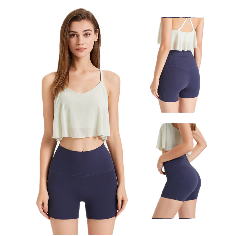 Summer New Women's Sports Tank Top Built-in Cross Back Bra Chiffon Eco-Friendly Quick Dry Breathable Outdoor Yoga Running Top