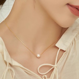 S925 <b>Gold</b>-Plated Single Natural Freshwater <b>Pearl</b> <b>Necklace</b> Classic and Versatile with Adjustable Collarbone Chain Simple Niche - Product Image 3
