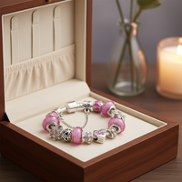 Nouvelle arrivée Designer perles faisant ruban rose Brest sensibilisation au cancer inspiré Accent dame bijoux attirail Bracelet