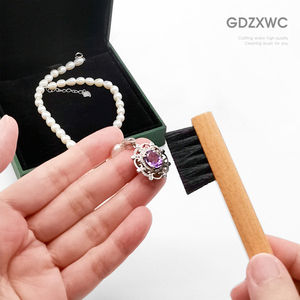Wooden <strong>Hand</strong> <strong>Brush</strong> Horse Hair/Goat Hair Bristles Soft Suede Cleaner <strong>Brush</strong> Gem Ring Jewelry Cleaning <strong>Brush</strong> - Product Image 5