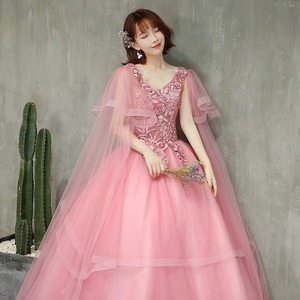 Pink Ball Gown Wedding Dress Sweetheart Neckline Empire Waist Tulle Layered Full Skirt Formal Evening Party Dress - Product Image 2