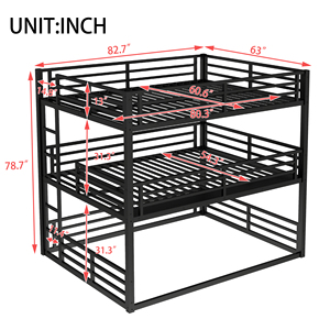 Lit superposé moderne à 3 niveaux pour enfants avec tiroirs de rangement, lits jumeaux en fer gain de place, cadre métallique de qualité commerciale pour petite <span class=keywords><strong>chambre</strong></span> ou salon - Product Image 4