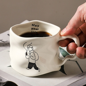 New Design Irregular <b>Ceramic</b> Coffee <b>Mug</b> Creative Black White <b>Ceramic</b> <b>Mug</b> for Couples - Product Image 2