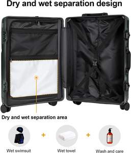 Ensemble de 3 valises sans fermeture éclair, housse en nylon anti-rayures, cadre en aluminium pour les voyages, valises à roulettes 20/24/28 pouces - Product Image 2