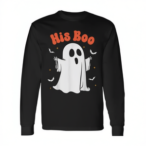 Camiseta de manga larga His Boo Ghost para Halloween, diseño a juego para parejas - Product Image 2