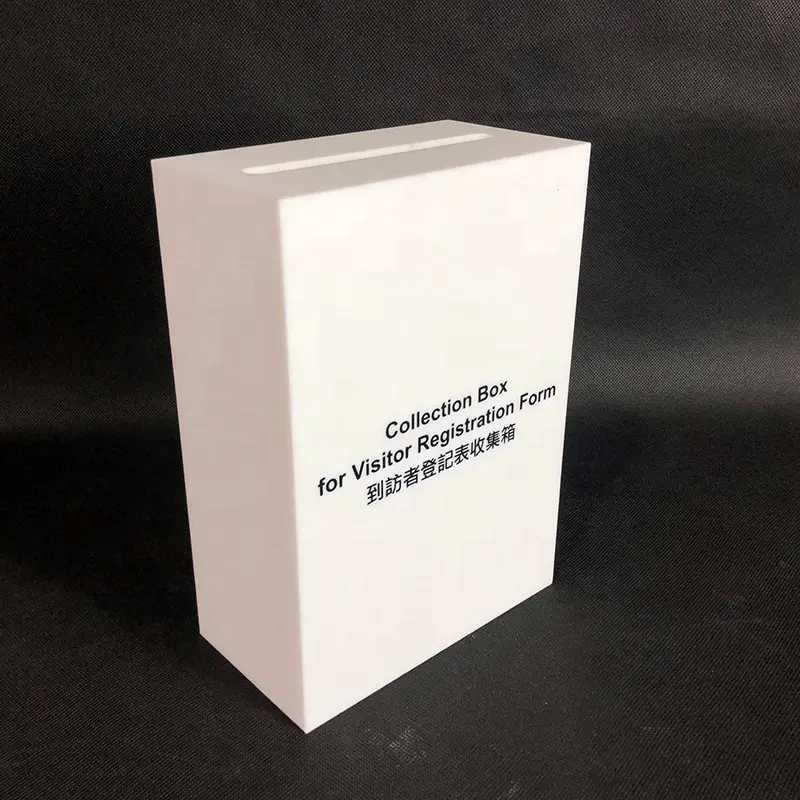 Custom Acrylic Simple Milky white donation box ballot box suggestion box With Lock