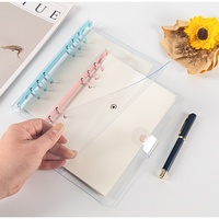 Distribuidores A6/A5 Notebook PVC transparente cubierta suave Botón de cuero forrado Simple Oficina escuela papelería archivo hojas sueltas