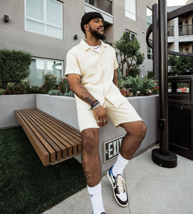 <span class=keywords><strong>Conjunto</strong></span> de ropa de calle Hawaiana para <span class=keywords><strong>hombre</strong></span>, camiseta de manga corta con botones y pantalones cortos de verano - Product Image 4